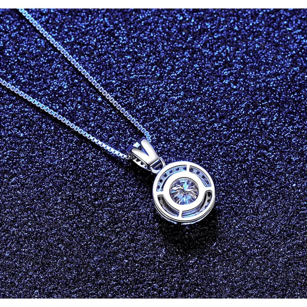 Certified 1ct. t.w. Diamond Moissanite Halo Necklace NEW K - Picture 4 of 11